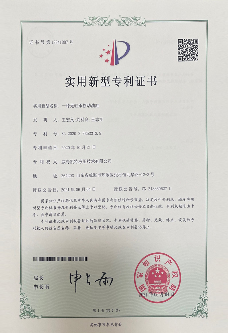 一种无轴承摆动油缸-实用新型专利